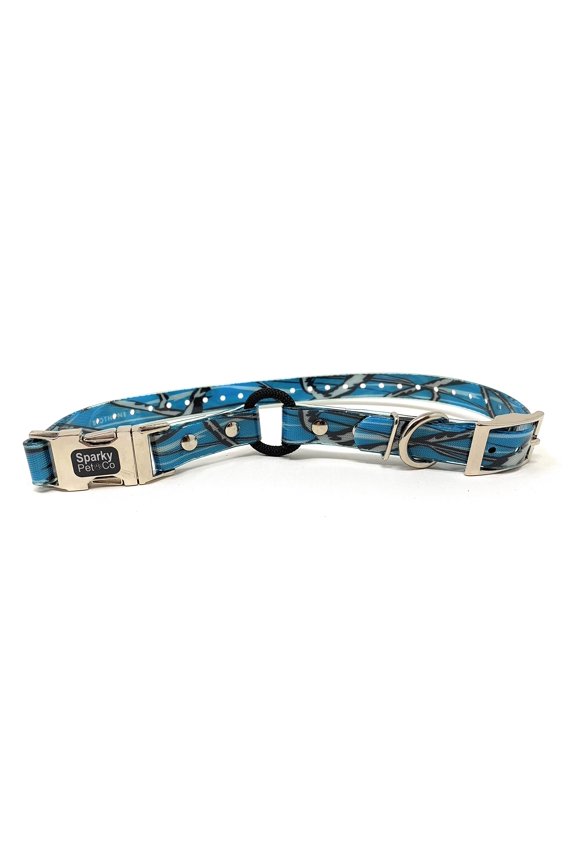 - Zeus ECollar Replacement Strap - Bungee Loop Dog Collar - Waterproof Biothane - Adjustable - Double Buckle - Quick Snap Metal Clasp - For Invisible Fence Systems - 3/4" x 28" Blue Camo