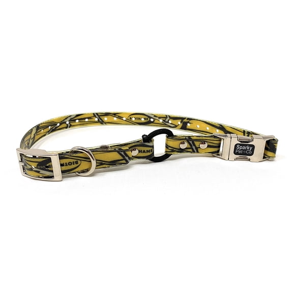 Sparky Pet Co - Zeus ECollar Replacement Strap - Bungee Loop Dog Collar - Waterproof Biothane Adjustable - Double Buckle - Quick Snap Metal Clasp - For Invisible Fence Systems - 3/4" x 28" Yellow Camo