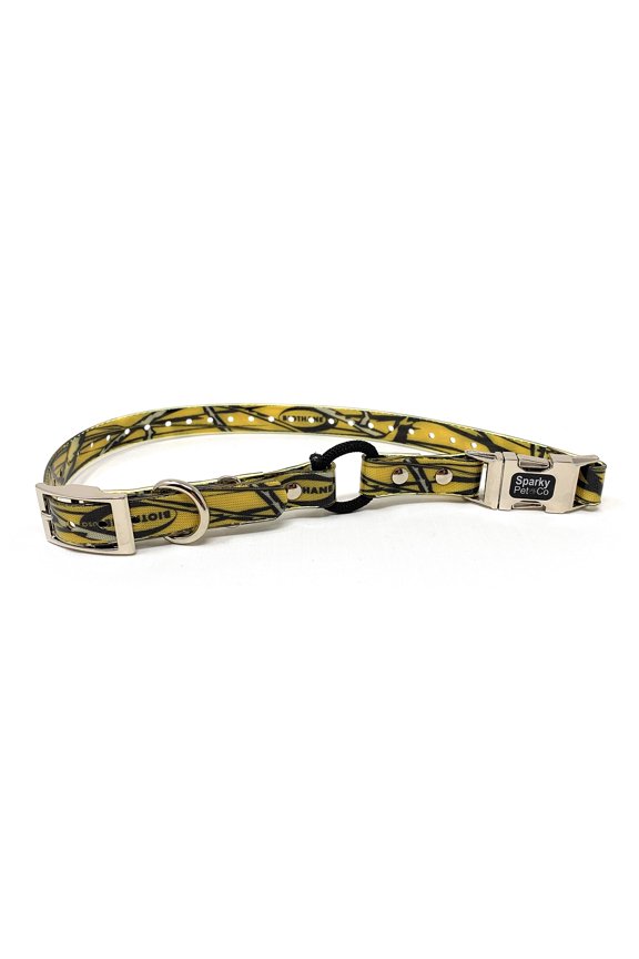 - Zeus ECollar Replacement Strap - Bungee Loop Dog Collar - Waterproof Biothane Adjustable - Double Buckle - Quick Snap Metal Clasp - For Invisible Fence Systems - 3/4" x 28" Yellow Camo