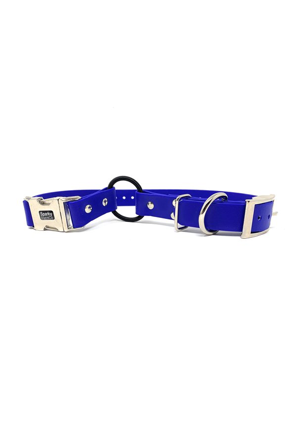 - Zeus ECollar Replacement Strap - Bungee Loop Dog Collar - Waterproof Biothane - Adjustable - Double Buckle - Quick Snap Metal Clasp - for Invisible Fence Systems 3/4""x 28" (Dark Blue)