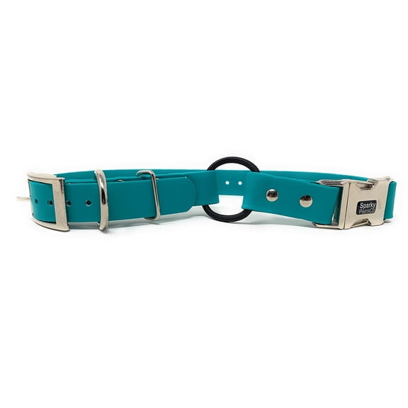 Sparky Pet Co - Zeus ECollar Replacement Strap - Bungee Loop Dog Collar - Waterproof Biothane - Adjustable - Double Buckle - Quick Snap Metal Clasp - for Invisible Fence Systems 1"x 30" (Teal)