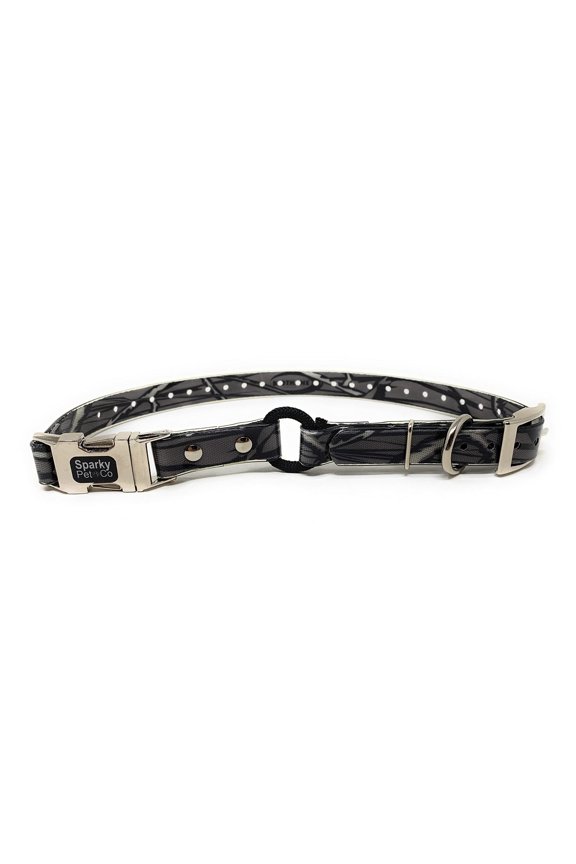- Zeus ECollar Replacement Strap - Bungee Loop Dog Collar - Waterproof Biothane - Adjustable - Double Buckle - Quick Snap Metal Clasp - for Invisible Fence Systems - 1"x 30" Grey Camo