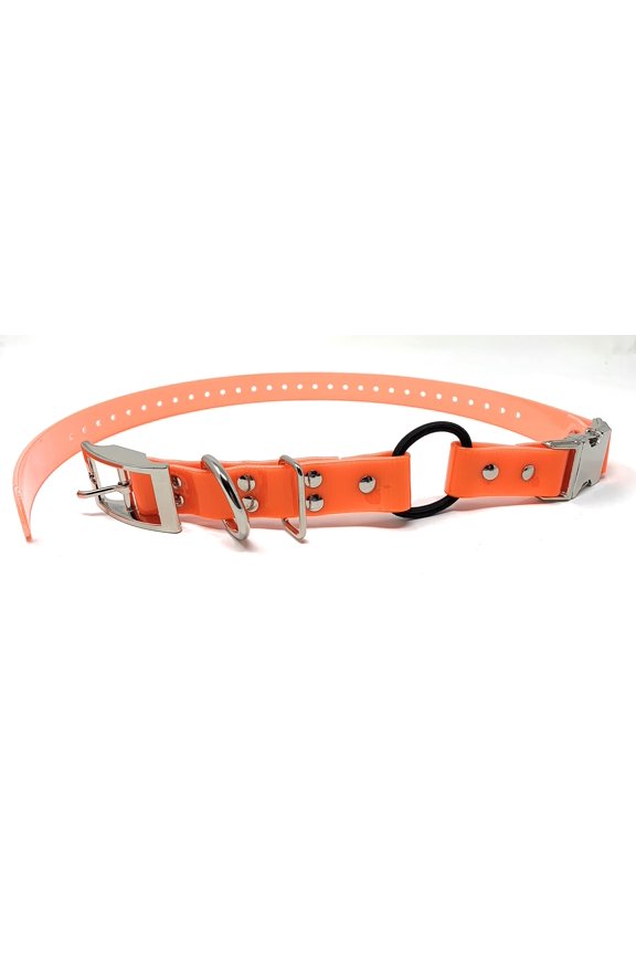 - Zeus ECollar Replacement Strap - Bungee Loop Dog Collar - Waterproof Biothane - Adjustable - Double Buckle - Quick Snap Metal Clasp - for Invisible Fence Systems 1"x 30" Neon Orange
