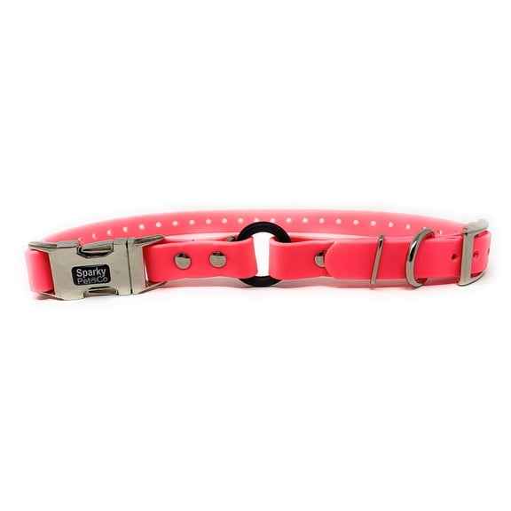 Sparky Pet Co - Zeus ECollar Replacement Strap - Bungee Loop Dog Collar - Waterproof Biothane - Adjustable - Double Buckle - Quick Snap Metal Clasp - For Invisible Fence Systems - 3/4" x 28" Neon Pink