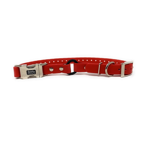 Sparky Pet Co - Zeus ECollar Replacement Strap - Bungee Loop Dog Collar - Waterproof Biothane - Adjustable - Double Buckle - Quick Snap Metal Clasp - for Invisible Fence Systems 1"x 30" (Red)