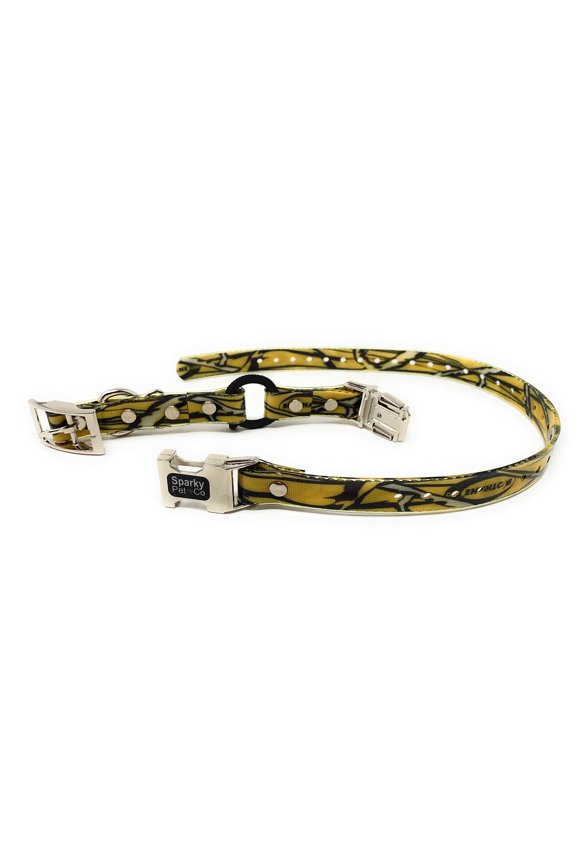 - Zeus ECollar Replacement Strap - Bungee Loop Dog Collar - Waterproof Biothane Adjustable - Double Buckle - Quick Snap Metal Clasp - for Invisible Fence Systems - 1"x 30" Yellow Camo