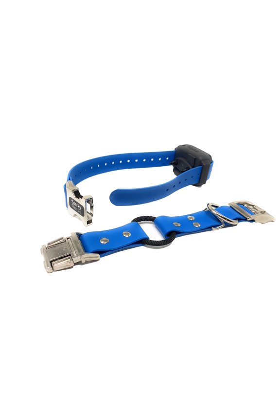 - Zeus ECollar Replacement Strap - Bungee Loop Dog Collar - Waterproof Biothane - Adjustable - Double Buckle - Quick Snap Metal Clasp - for Invisible Fence Systems 1"x 30" Blue