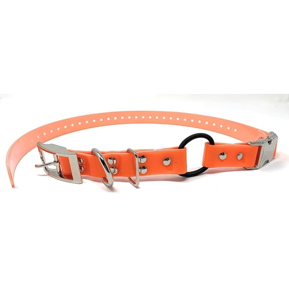 Sparky Pet Co - Zeus ECollar Replacement Strap - Bungee Loop Dog Collar - Waterproof Biothane - Adjustable - Double Buckle - Quick Snap Metal Clasp - for Invisible Fence Systems 3/4" x 28"Neon Orange