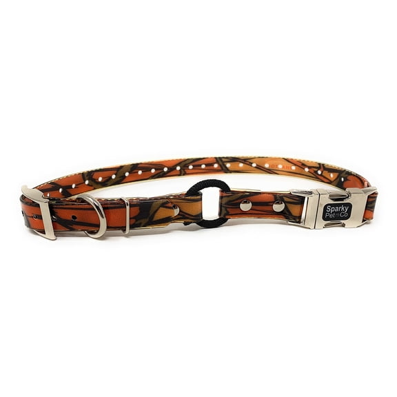 Sparky Pet Co -Zeus ECollar Replacement Strap - Bungee Loop Dog Collar - Waterproof Biothane Adjustable - Double Buckle - Quick Snap Metal Clasp - for Invisible Fence Systems - 3/4" x 28" Orange Camo