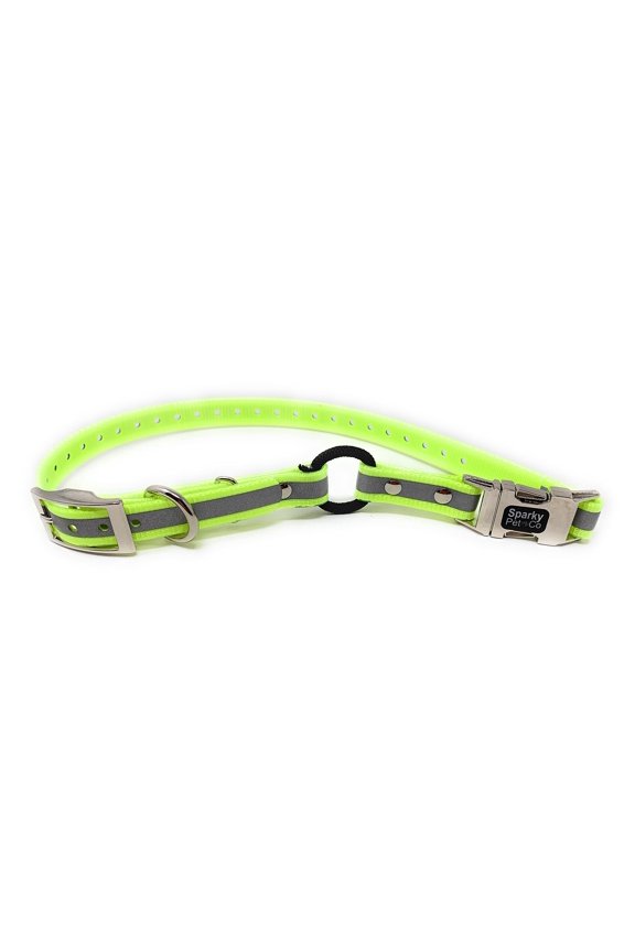 - Zeus ECollar Replacement Strap - Bungee Loop Dog Collar Waterproof Biothane Adjustable Double Buckle - Quick Snap Metal Clasp - for Invisible Fence Systems - 3/4" x 28" Yellow Refl