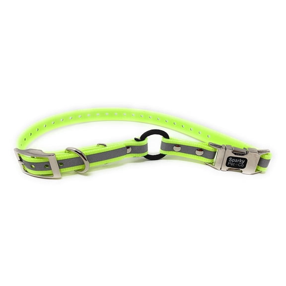 Sparky Pet Co - Zeus ECollar Replacement Strap - Bungee Loop Dog Collar - Waterproof Biothane - Adjustable - Double Buckle - Quick Snap Metal Clasp - Invisible Fence Systems - 1"x 30" Yellow Refl