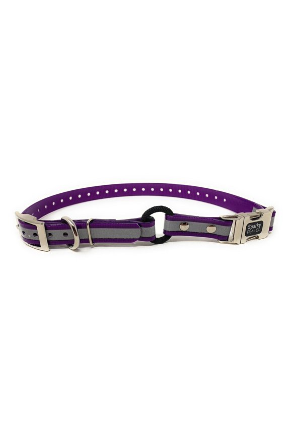 - Zeus ECollar Replacement Strap - Bungee Loop Dog Collar - Waterproof Biothane Adjustable - Double Buckle - Quick Snap Metal Clasp - for Invisible Fence Systems - 3/4"x 28" Purple Refl