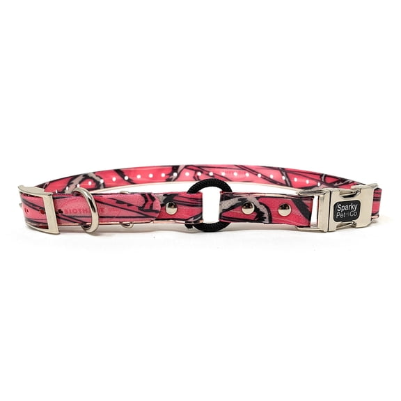 Sparky Pet Co - Zeus ECollar Replacement Strap - Bungee Loop Dog Collar - Waterproof Biothane - Adjustable - Double Buckle - Quick Snap Metal Clasp - for Invisible Fence Systems - 1"x 30" Pink Camo