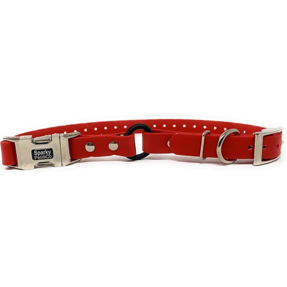Sparky Pet Co - Zeus ECollar Replacement Strap - Bungee Loop Dog Collar - Waterproof Biothane - Adjustable - Double Buckle - Quick Snap Metal Clasp - for Invisible Fence Systems 3/4"x 28" (Red)