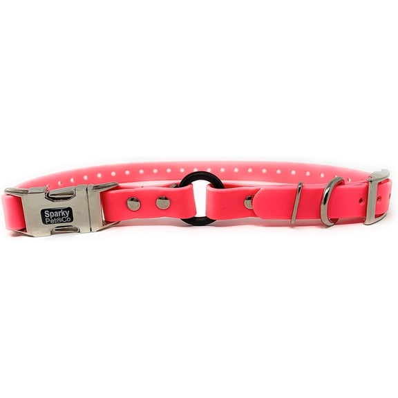 Sparky Pet Co - Zeus ECollar Replacement Strap - Bungee Loop Dog Collar - Waterproof Biothane - Adjustable - Double Buckle - Quick Snap Metal Clasp - for Invisible Fence - 3/4" x 28"- Pink