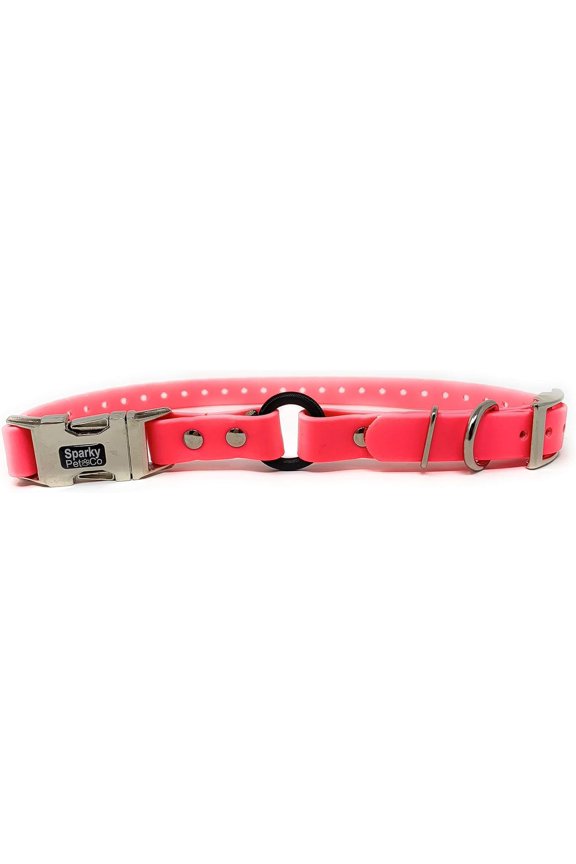 - Zeus ECollar Replacement Strap - Bungee Loop Dog Collar - Waterproof Biothane - Adjustable - Double Buckle - Quick Snap Metal Clasp - for Invisible Fence - 3/4" x 28"- Pink
