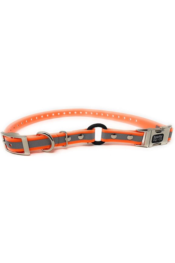 - Zeus ECollar Replacement Strap Dog Collar - Waterproof Biothane - Adjustable - Double Buckle - Quick Snap Metal Clasp - for Invisible Fence Systems - 3/4" ; Orange Reflective