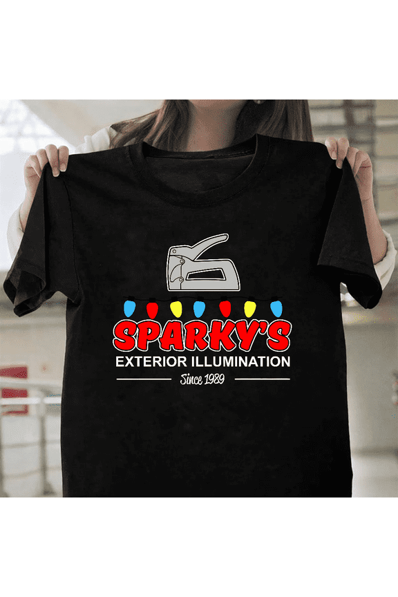 Sparky's Exterior Illumination Funny Christmas Lights G18429 Unisex T-Shirt, up to size 3XL.