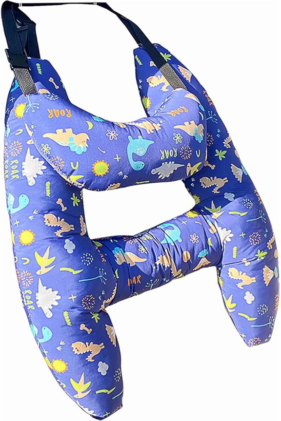 Sparroows H-Shape Car Headrest Pillow for Kids Ultra-Soft Breathable Double-Sided Design Neck Waist Leg Support Compression Relief Stable Sleep Aid Car Accessories