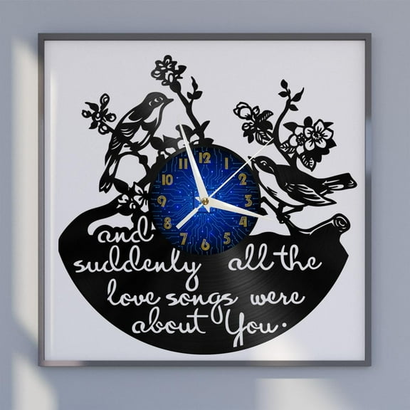 Sparrow 12 Inch Vinyl Record Wall Clock - Silent, Creative, and Unique Clock for Living Room, Entryway, or Bedroom Decor - Perfect Gift Idea(12 inchs B without LED)