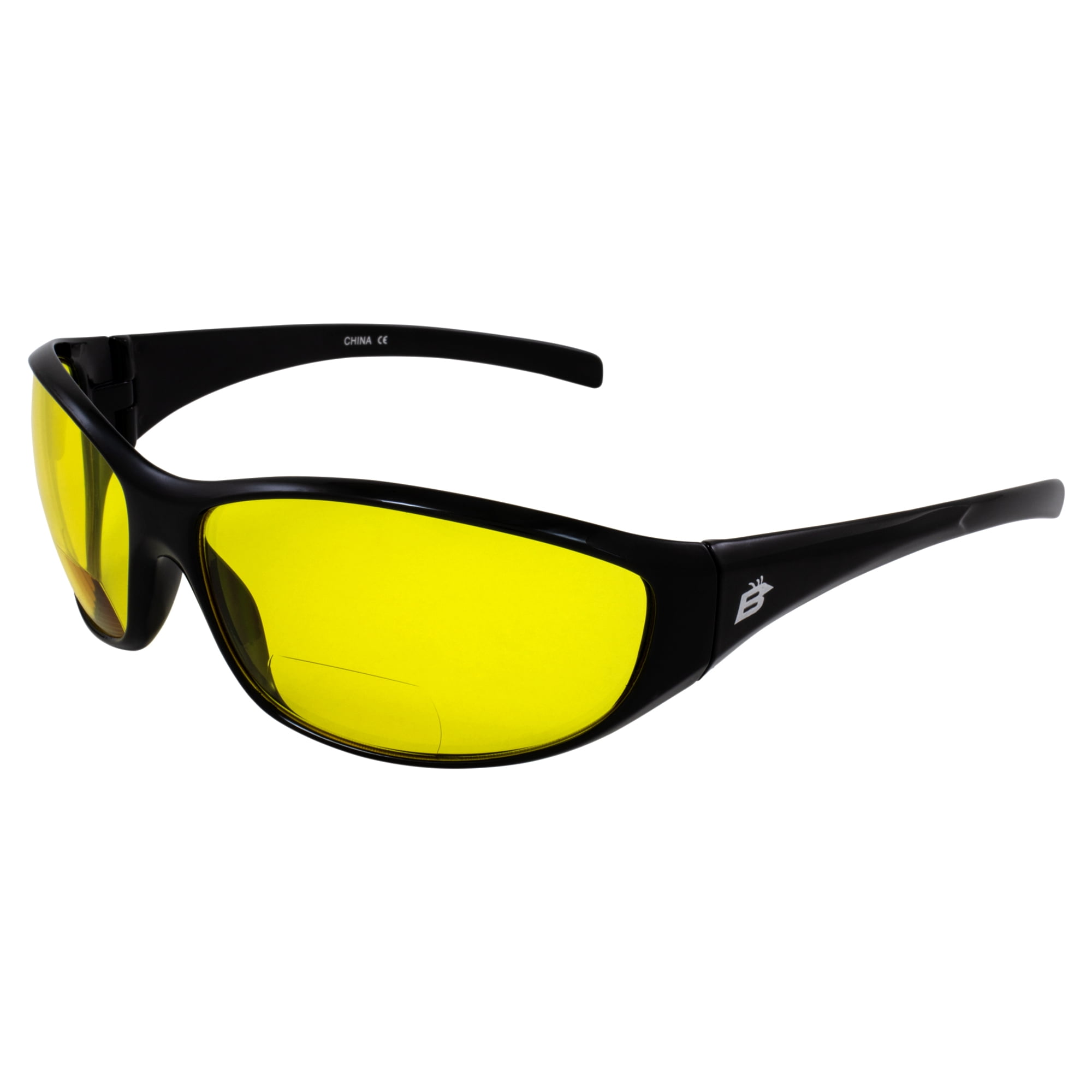 Sparrow Bifocal Safety Glasses By Birdz - Black Frames 2.5 Yellow Lenses 