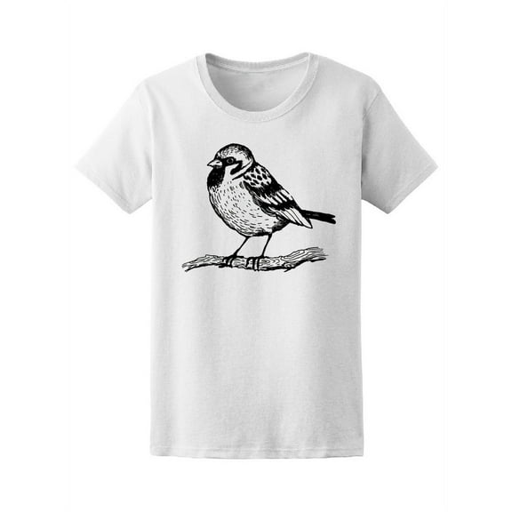 Sparrow Bird On Tree Branch Tee Women's -Image by Shutterstock