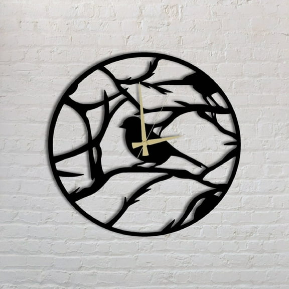 Sparrow Bird Wall Clock, Large Wall Clocks, Modern Wall Clock, Wall Clock Decor, Big Wall Clock, Modern Black Silent Large Wall Clock
