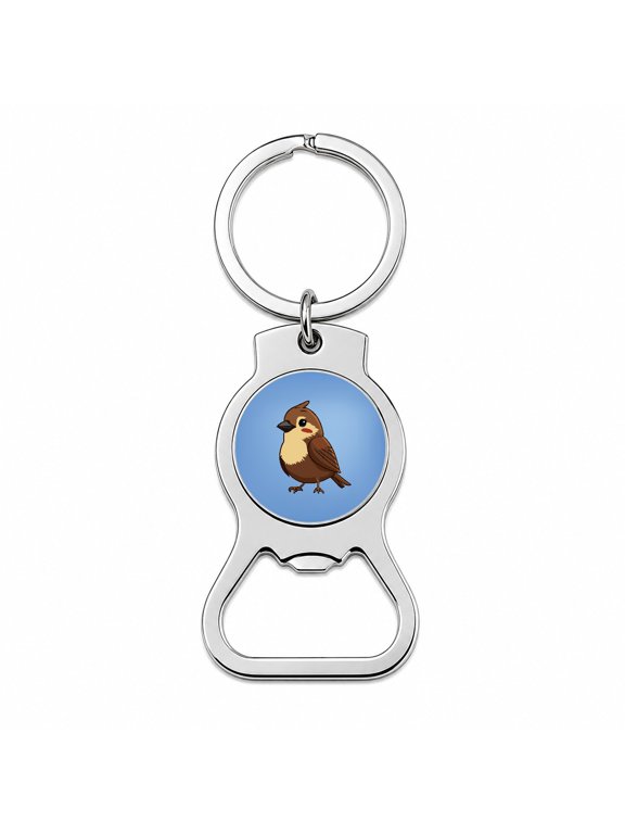 Sparrow Brown Bird Cute Portable Bottle Opener Metal Keychain