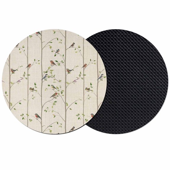 Sparrow Coasters Set of 2, Absorbent Coasters for Drinks, Spring Birds on The Branches Retro Country Beige Coaster for Desk Coffee Table Protection, Home Decor House Warming Gifts 4"
