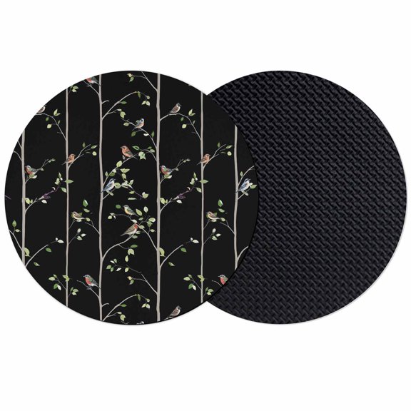 Sparrow Coasters Set of 2, Absorbent Coasters for Drinks, Spring Birds on The Branches Vintage Country Black Coaster for Desk Coffee Table Protection, Home Decor House Warming Gifts 4"