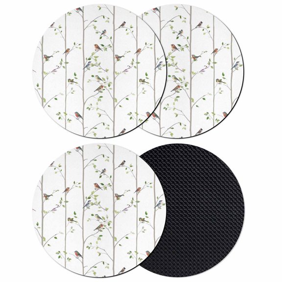 Sparrow Coasters Set of 4, Absorbent Coasters for Drinks, Spring Birds on The Branches Vintage Country Coaster for Desk Coffee Table Protection, Home Decor House Warming Gifts 4"