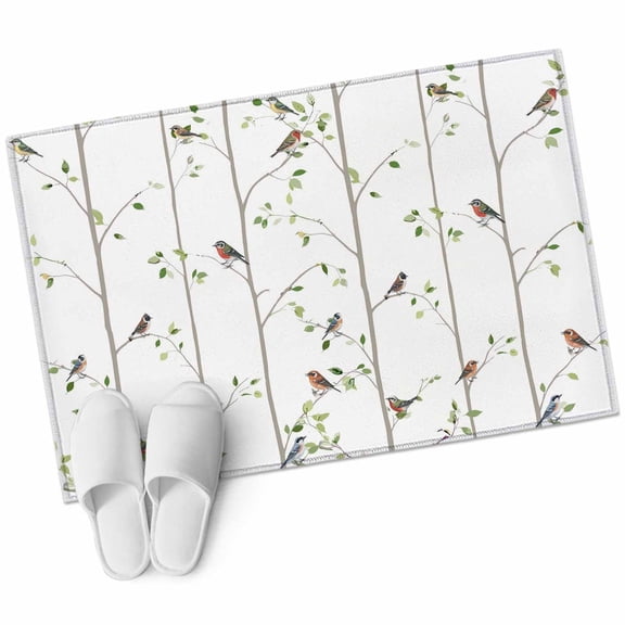 Sparrow Large Area Rugs for Bedroom Living Room, Soft Non Slip Carpet Bedside Rug, Spring Birds on The Branches Vintage Country Rectangular Floor Cover Kitchen Accent Rug 2'x3' for Dining Room/Office