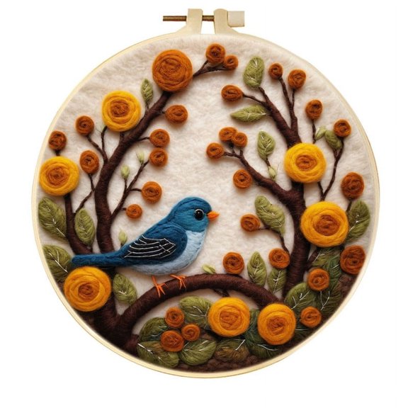 Sparrow Needle Felting Set, Beginner Felt Painting Set, With Wool Felt Painting Set, Decorative Frame, Suitable for Home Decoration