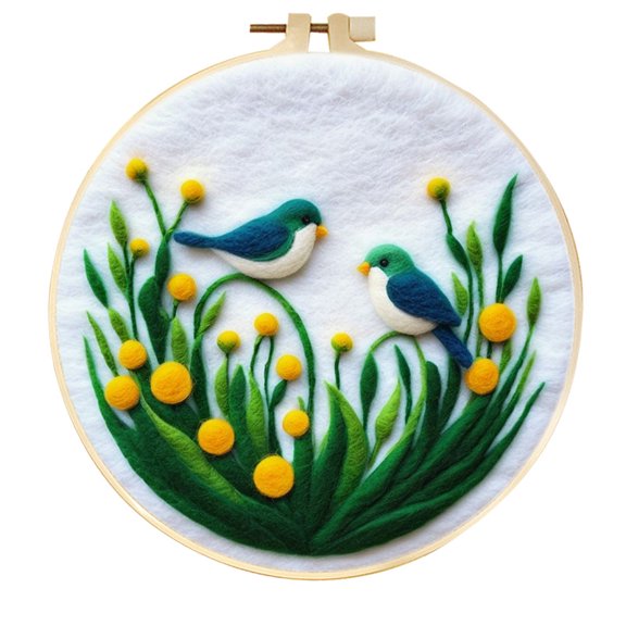 Sparrow Plants Needle Felting Set, Beginner Felt Painting Set, With Wool Felt Painting Set, Decorative Frame, Suitable for Home Decoration