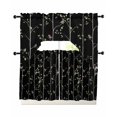 thumbnail image 1 of Sparrow Swag Kitchen Curtains Sets for Windows 24 Inch Length, Spring Birds on The Branches Vintage Country Black Short Window Curtain Panels Swags Valances and Tiers 3 Piece Set for Cafe/Dining Room, 1 of 5