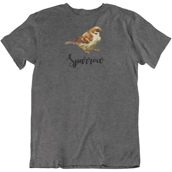 Sparrow T-Shirt Gift for Souvenir, Traveler, Bird Lovers, Youth, Men and Women Dark Gray Heather
