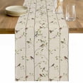 thumbnail image 1 of Sparrow Table Runner - 60 Inch Long Spring Birds on The Branches Retro Country Beige Cotton and Linen Blended Dress Scarves Farmhouse Table Runner for Kitchen Dining, Coffee Table, 13" x 60", 1 of 8