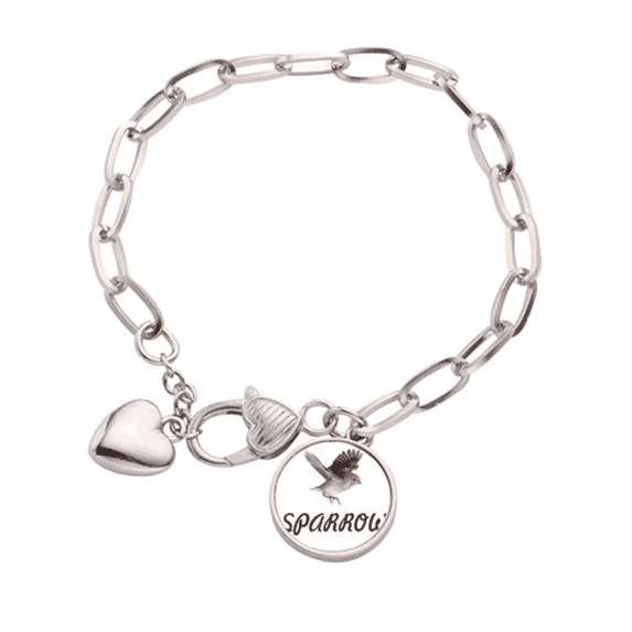 Sparrows Birds Animals Food Fly Heart Chain Bracelet Jewelry Charm Fashion