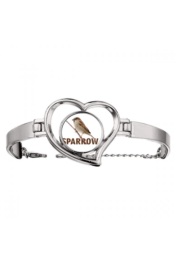 Sparrows Birds Animals Food Wait Bracelet Heart Jewelry Wire Bangle