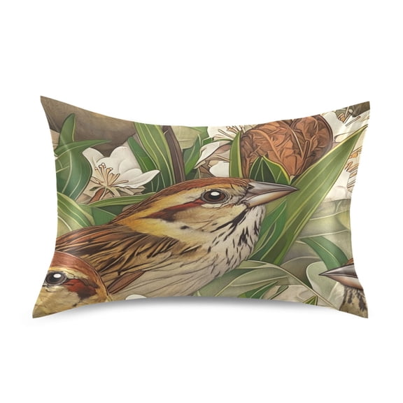 Sparrows and Blossoms Luxury Silky Soft Pillowcase Standard Size Wrinkle Resistant Envelope Closure 20x26in