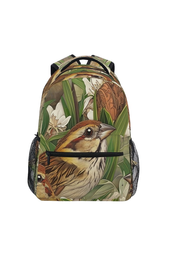 Sparrows and Blossoms Stylish Large Backpack 15L Self-Standing Durable Twill for School, Office and Travel Use