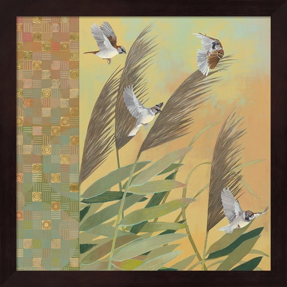 Sparrows and Phragmates August Evening by Kathrine Lovell, Framed Wall Art, 13.25W x 13.25H