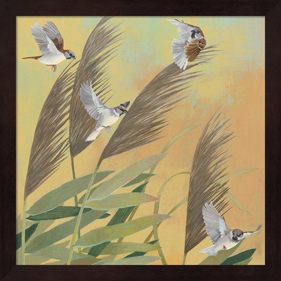 Sparrows and Phragmates Sq by Kathrine Lovell, Framed Wall Art, 13.25W x 13.25H