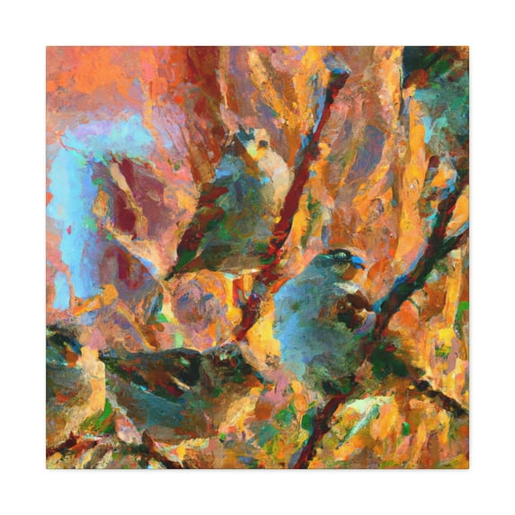 "Sparrows in Impressionism" - Canvas