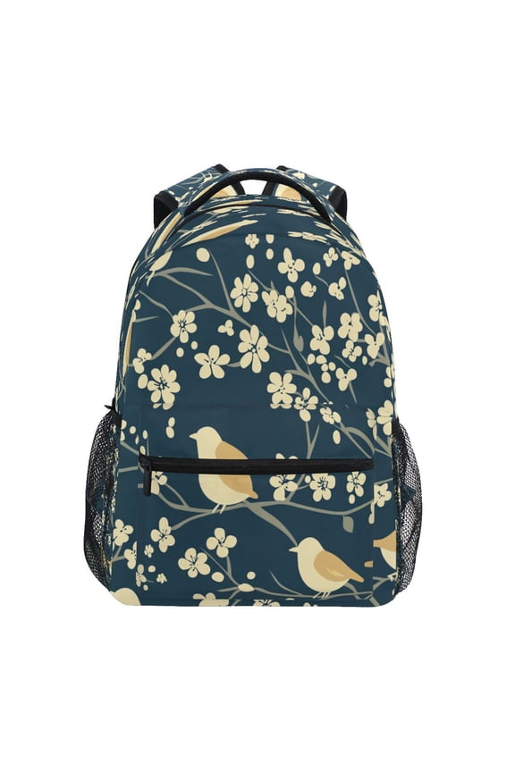 Sparrows on Blooms Stylish Large Backpack 15L Self-Standing Durable Twill for School, Office and Travel Use