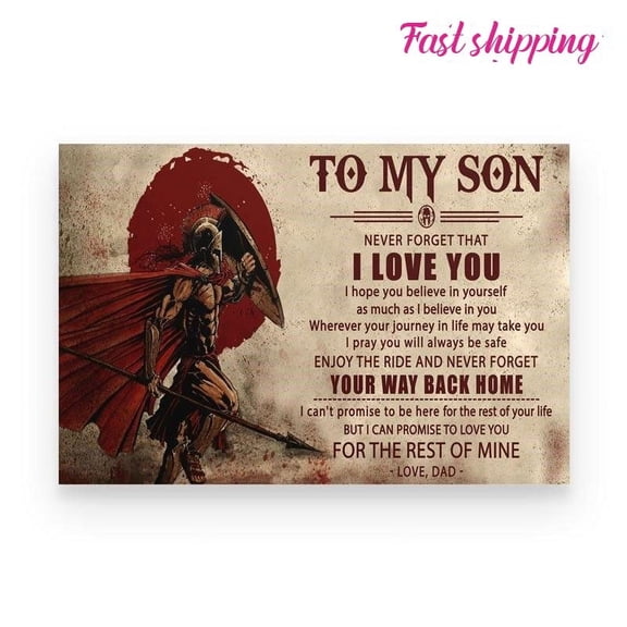 Sparrtan To My Son I Pray You Will Always Be Safe Poster Wall Art Horizontal 11 x 17 Inch Poster
