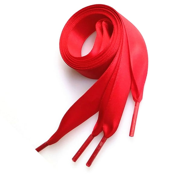 Sparsain 0.7m Pair Silk Ribbon Shoelaces for Fashion Shoes Flat Laces for DIY Shoe Decoration (Dark Red)