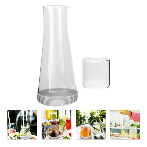 Sparsain 1 Set Household Bedside Carafe Glass Carafe for Bedroom Clear Water Pitcher Home Accessory