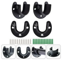 Sparsain 1 Set Stainless Steel Closet Rod Socket Practical Shower Curtain Rod Base Black