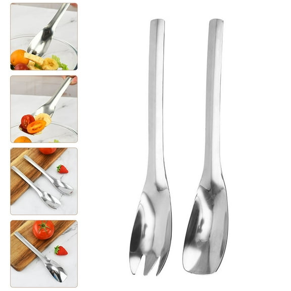 Sparsain 1 Set Stainless Steel Long Handle Salad Spoons Household Salad Spoons Kitchen Salad Spoons